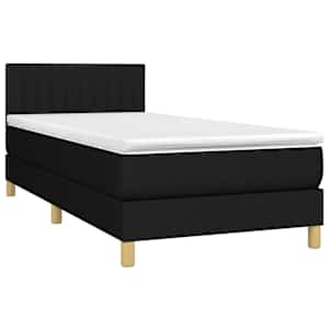 Box spring postelja z vzmetnico črna 90x200 cm blago - slika 3