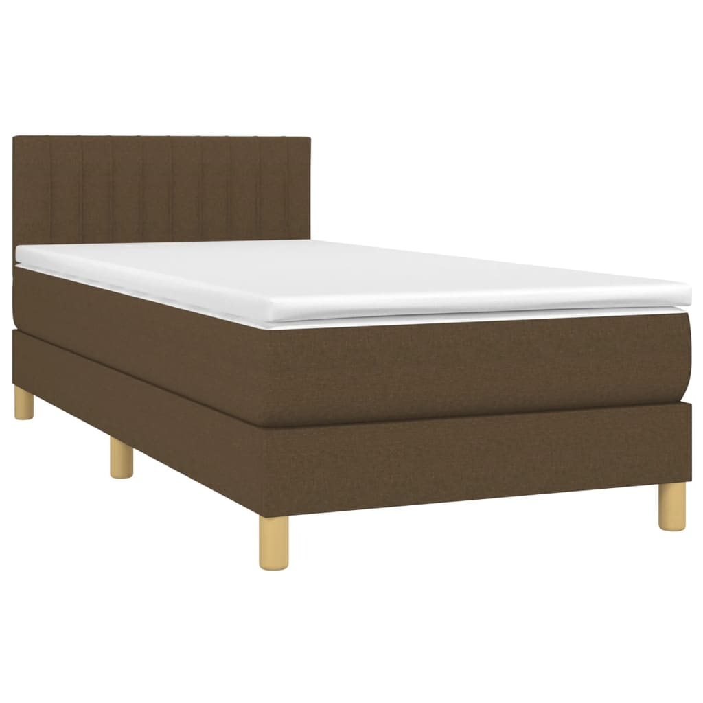 vidaXL Boxspring met matras stof donkerbruin 90x200 cm afbeelding