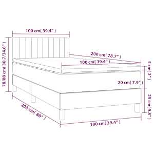 Box spring postelja z vzmetnico svetlo siv 100x200 cm blago - slika 7