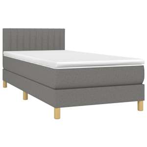 Box spring postel s matrací tmavě šedá 100 x 200 cm textil - obrázek 3