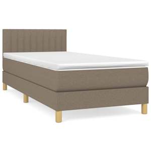 Box spring postelja z vzmetnico taupe 100x200 cm blago - slika 2