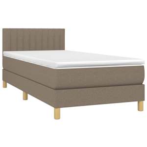 Box spring postelja z vzmetnico taupe 100x200 cm blago - slika 3