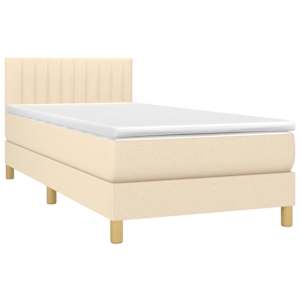 Box spring postel s matrací krémová 100 x 200 cm textil - obrázek 3