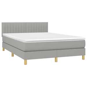 Box spring posteljni z vzmetnico svetlo siv 140x190 cm blago - slika 3