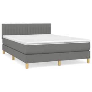 Box spring posteljni z vzmetnico temno siv 140x190 cm blago - slika 2