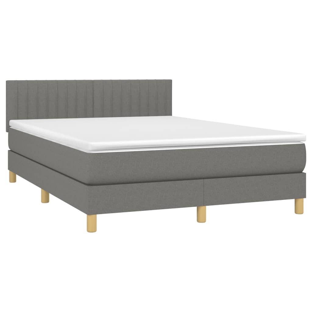 vidaXL Boxspring met matras stof donkergrijs 140x190 cm afbeelding