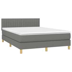 Box spring posteljni z vzmetnico temno siv 140x190 cm blago - slika 3