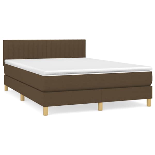 vidaXL kontinentaalvoodi madratsiga, tumepruun, 140x190 cm, kangas
