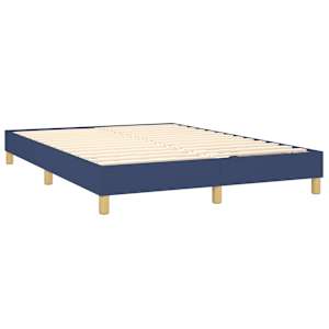 Box spring postelja z vzmetnico moder 140x190 cm blago - slika 4