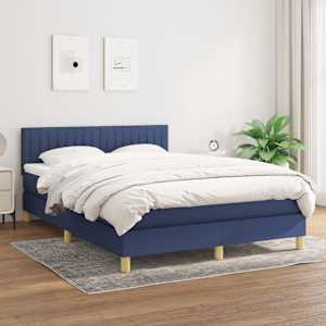 Box spring postel s matrací modrá 140x190 cm textil - obrázek 1