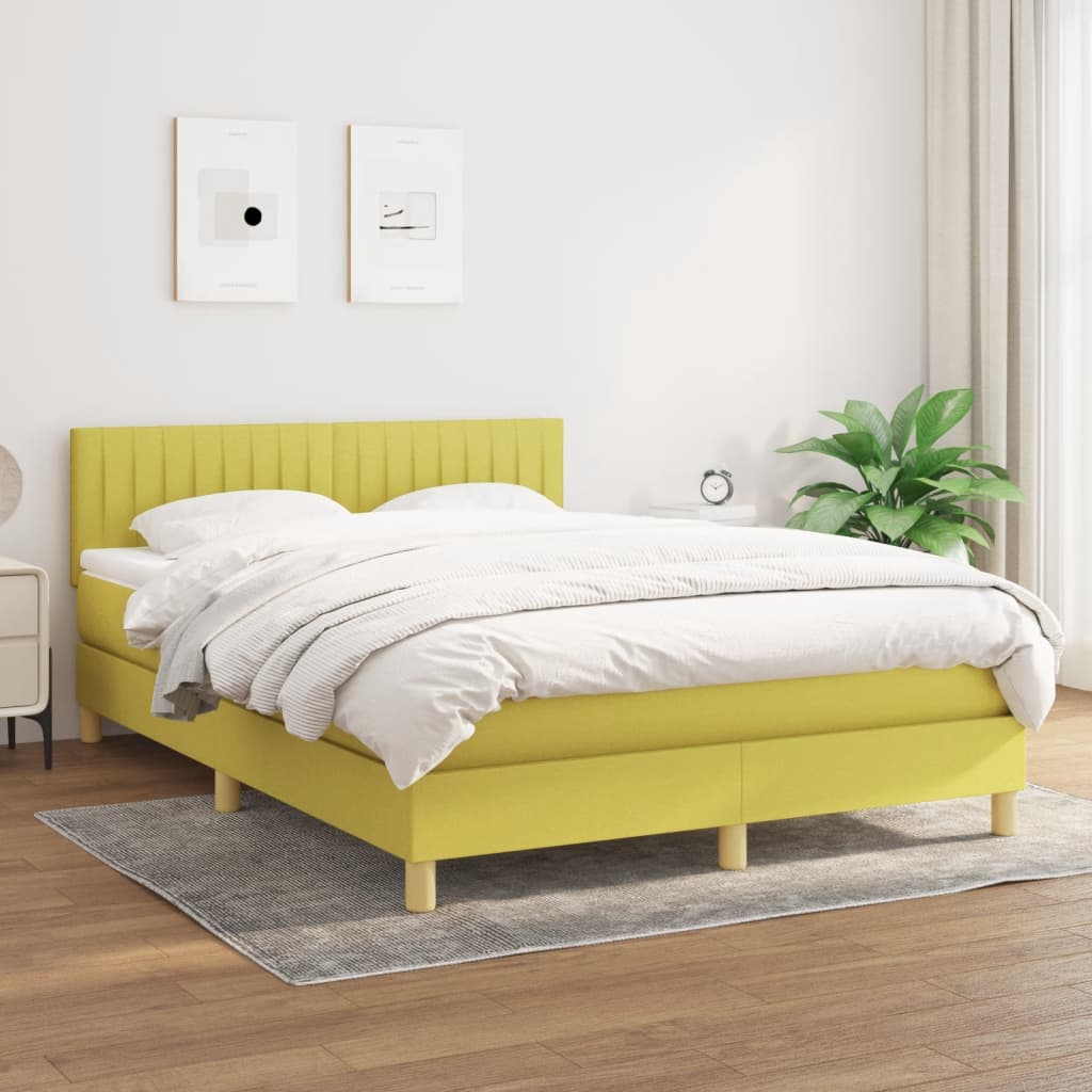 Box spring postel s matrací zelená 140 x 200 cm textil