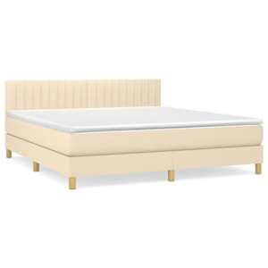 Box spring postel s matrací krémová 160x200 cm textil - obrázek 2