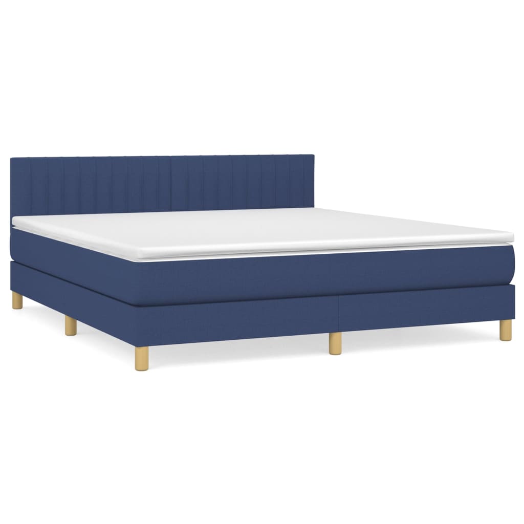 vidaXL Posteľný rám boxspring s matracom modrý 160x200 cm látka