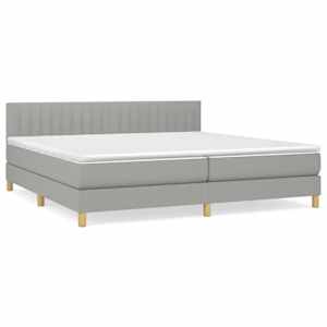 Box spring postelja z vzmetnico svetlo siva 200x200 cm blago - slika 2