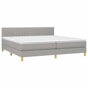 Box spring postelja z vzmetnico svetlo siva 200x200 cm blago - slika 3