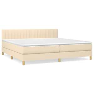 Box spring postel s matrací krémová 200x200 cm textil - obrázek 2