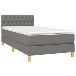 Box spring postel s matrací tmavě šedá 80 x 200 cm textil - obrázek 3