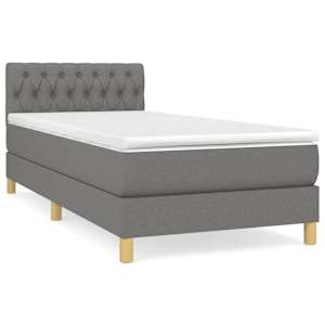 Box spring postel s matrací tmavě šedá 90x190 cm textil - obrázek 2