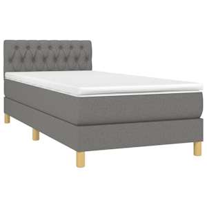 Box spring postel s matrací tmavě šedá 90x190 cm textil - obrázek 3