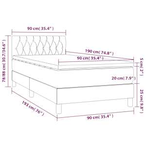 Box spring postelja z vzmetnico temno siva 90x190 cm blago - slika 7
