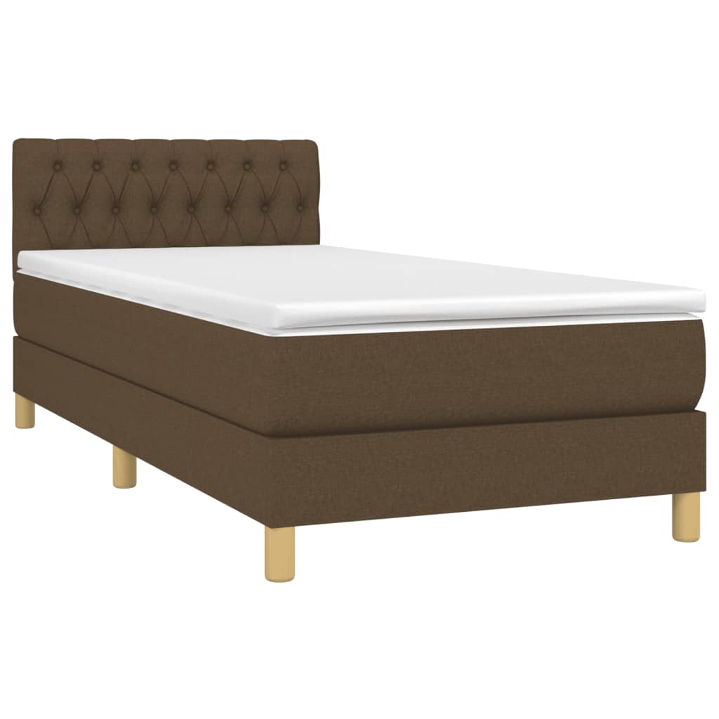 vidaXL Boxspring met matras stof donkerbruin 90x190 cm afbeelding