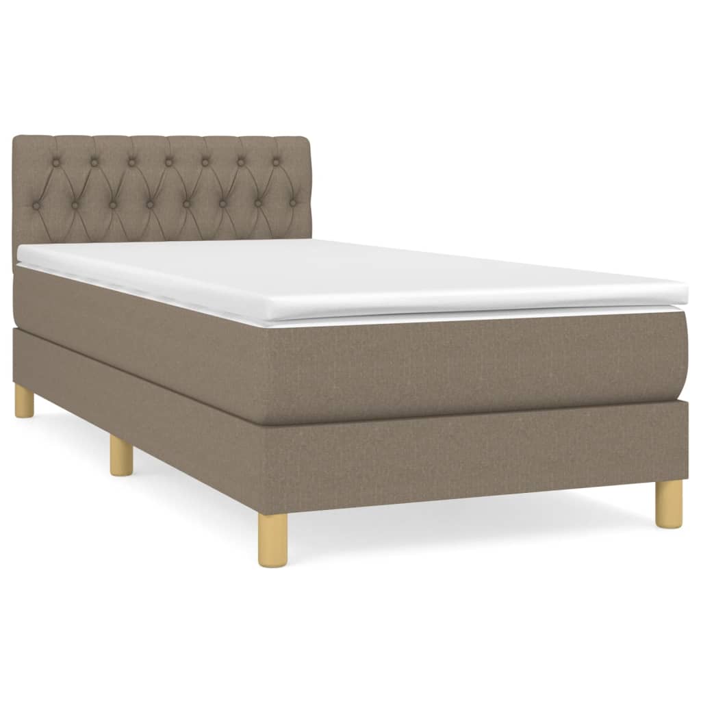 vidaXL Boxspring met matras stof taupe 90x190 cm, foto 3