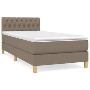 Box spring postelja z vzmetnico taupe 90x190 cm blago - slika 2