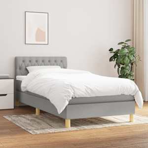 Box spring postel s matrací světle šedý 100 x 200 cm textil - obrázek 1