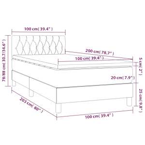 Box spring postelja z vzmetnico temno siva 100x200 cm blago - slika 7