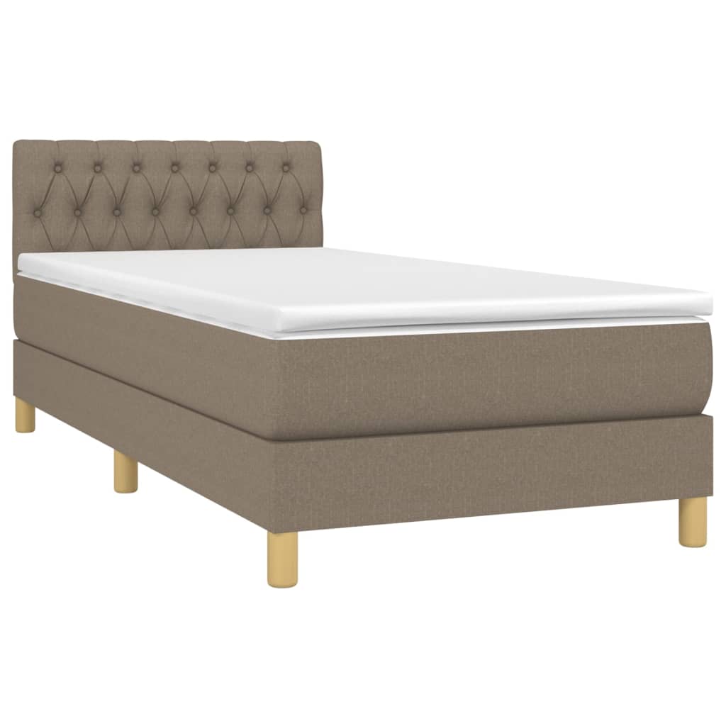 tópszínű szövet rugós ágy matraccal 100 x 200 cm
