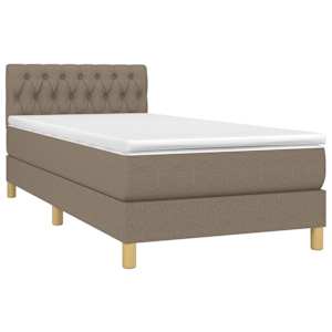 Box spring postelja z vzmetnico taupe 100x200 cm blago - slika 3