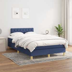 Box spring postelja z vzmetnico moder 120x200 cm blago