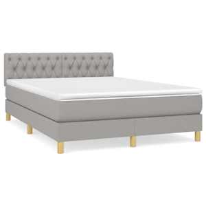 Box spring postel s matrací světle šedá 140 x 190 cm textil - obrázek 2