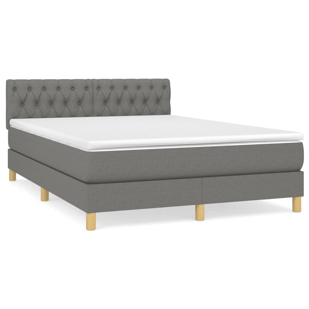 Box spring posteljni z vzmetnico temno siv 140x190 cm blago