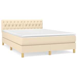 Box spring postel s matrací krémová 140x190 cm textil - obrázek 2