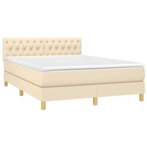 Box spring postel s matrací krémová 140x190 cm textil - obrázek 3