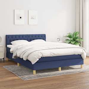 Box spring postel s matrací modrá 140x190 cm textil - obrázek 1