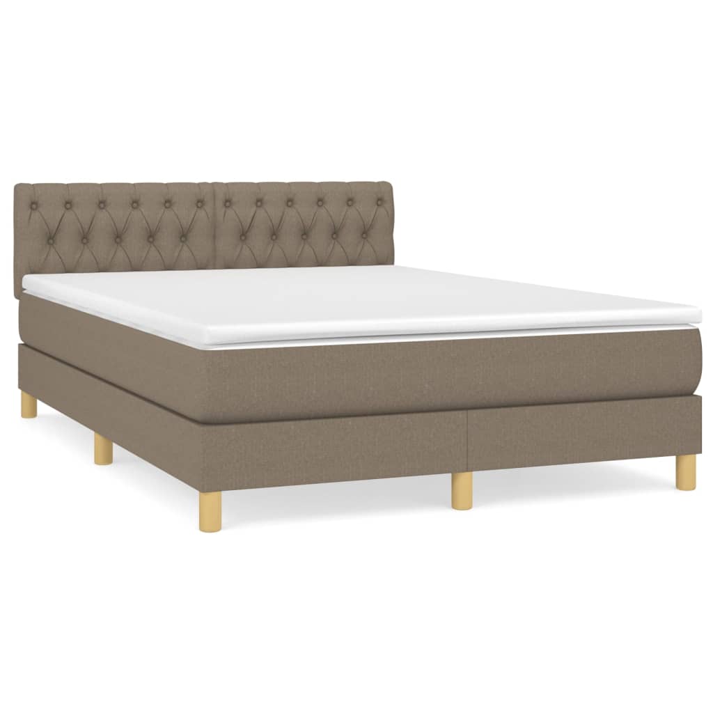 Tópszínű szövet rugós ágy matraccal 140 x 200 cm 