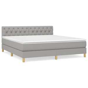 Box spring postel s matrací světle šedá 160 x 200 cm textil - obrázek 2