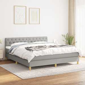 Box spring postel s matrací světle šedá 160 x 200 cm textil - obrázek 1