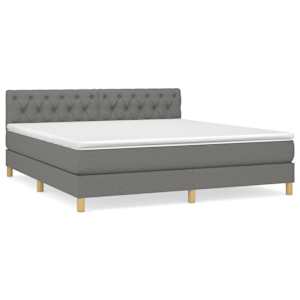 Box spring postel s matrací tmavě šedá 160x200 cm textil - obrázek 2
