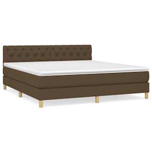 Box spring postel s matrací tmavě hnědá 160x200 cm textil - obrázek 2
