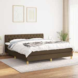 Box spring postel s matrací tmavě hnědá 160x200 cm textil - obrázek 1