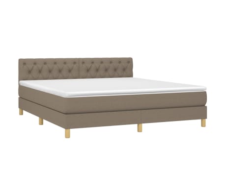 vidaXL Boxspringbett mit Matratze Taupe 160x200 cm Stoff