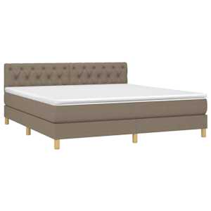 vidaXL Boxspringbett mit Matratze Taupe 160x200 cm Stoff