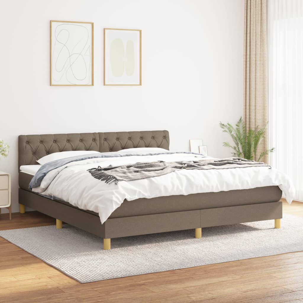 Boxspringbett mit Matratze Taupe 160×200 cm Stoff