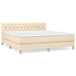 Box spring postel s matrací krémová 160x200 cm textil - obrázek 2