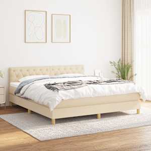 Box spring postel s matrací krémová 160x200 cm textil - obrázek 1