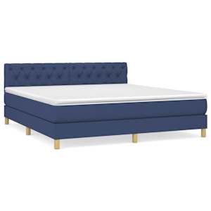 Box spring postel s matrací modrá 160x200 cm textil - obrázek 2