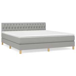 Box spring postel s matrací světle šedá 180 x 200 cm textil - obrázek 2